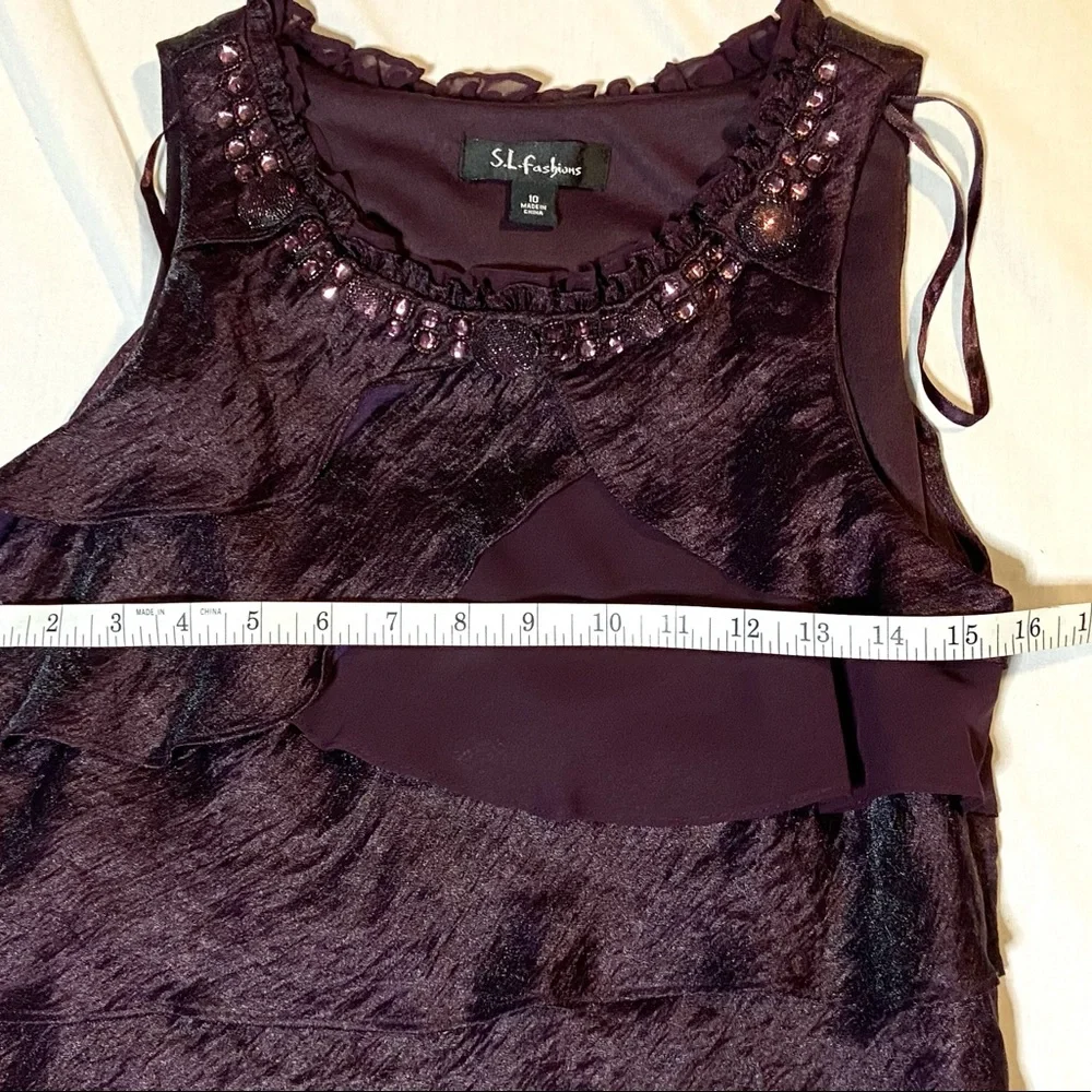 HP 🎉 S.L. Fashions plum colored dress size 10 - Picture 3 of 8